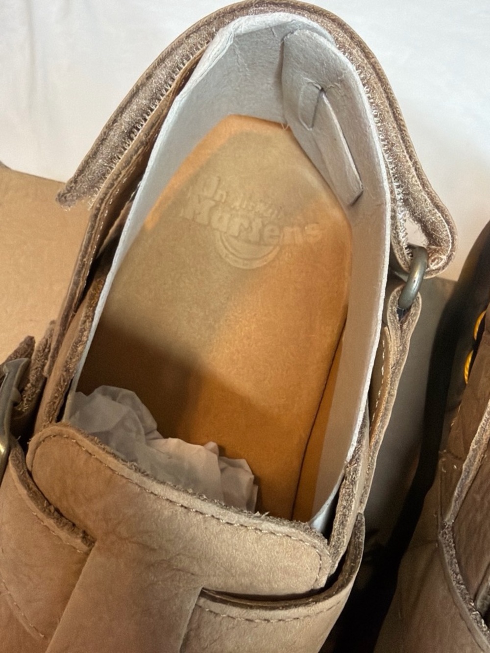 Dr. Martens Women's Tan Leather Buckle Clog Mules - Picture 2 of 8